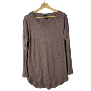 Bobeau Purple Knit Wide Neck Drop Shoulder Long Sleeve Top M